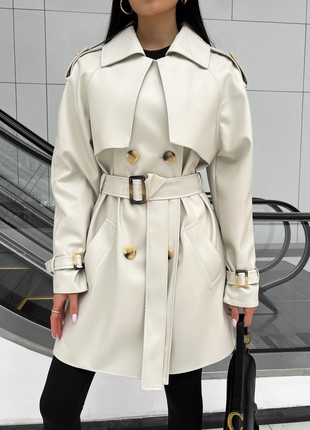 Trench coat Next is shortened in white color7 photo