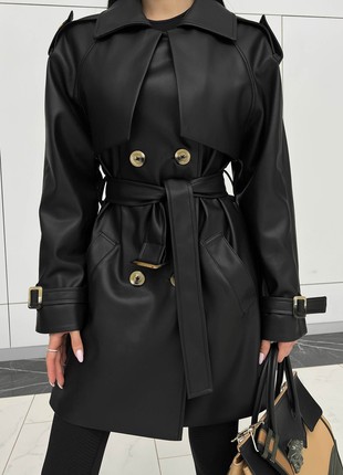 The Next trench coat is short in black2 photo
