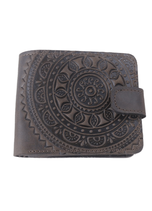 Leather wallet "Mandala" brown Handmade