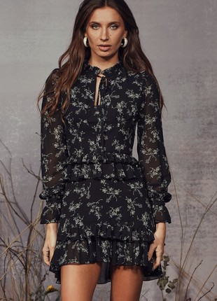 CHIFFON DRESS WITH FLOUNCES GEPUR