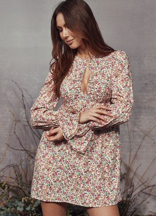 FLORAL DRESS WITH SCALLOPED NECKLINE GEPUR4 photo