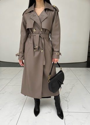 The Next trench coat is elongated in mocha color6 photo