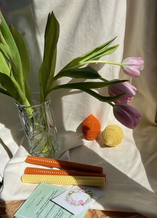 Easter Set of 100% pure beeswax candles3 photo