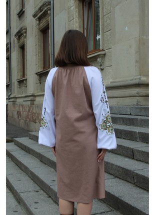Linen dress "Brown with Infinities"3 photo