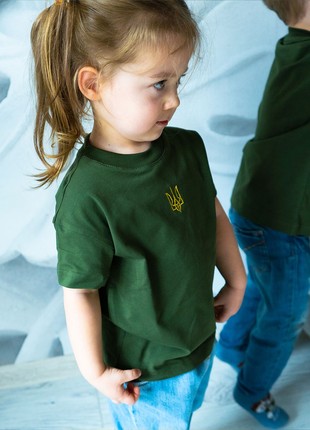 Children's khaki t-shirt for girls "Trident"