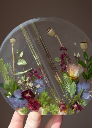Resin vase with pressed flowers, Home decor vase, Handmade colorful vase3 photo