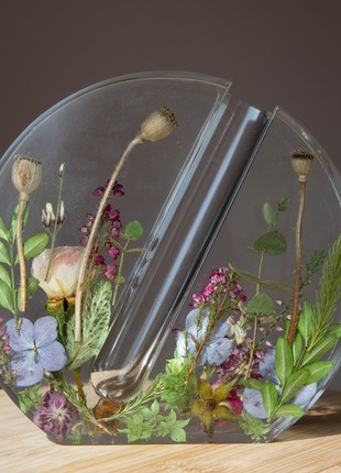 Resin vase with pressed flowers, Home decor vase, Handmade colorful vase8 photo