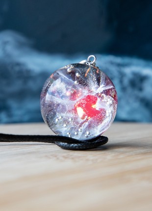 Resin universe pendant, Space necklace