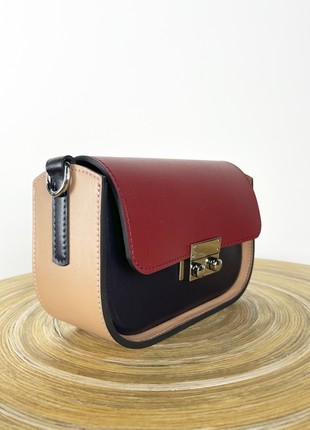 Leather Handbag for Woman, Crossbody Bag, Colorful Leather Purse, Shoulder Bag,  Lamponi Saddle One XS2 photo