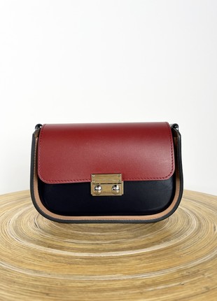 Leather Handbag for Woman, Crossbody Bag, Colorful Leather Purse, Shoulder Bag,  Lamponi Saddle One XS3 photo