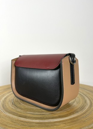 Leather Handbag for Woman, Crossbody Bag, Colorful Leather Purse, Shoulder Bag,  Lamponi Saddle One XS4 photo