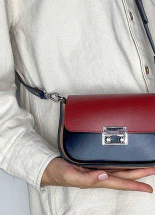 Leather Handbag for Woman, Crossbody Bag, Colorful Leather Purse, Shoulder Bag,  Lamponi Saddle One XS6 photo