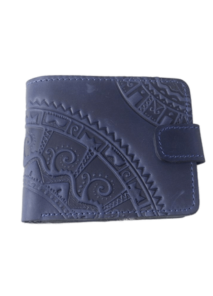 Leather wallet "Semicircle" blue Handmade