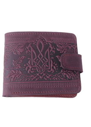 Leather wallet "Guelder rose" burgundy Handmade