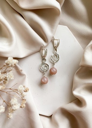 Sterling silver earrings MELODY with peach moonstone