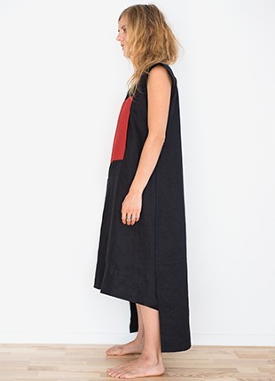 Long dress with a red square "Peaceful warrior"2 photo