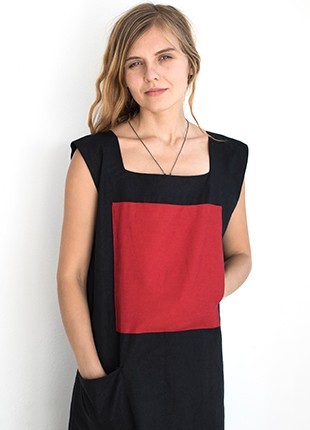 Long dress with a red square "Peaceful warrior"3 photo