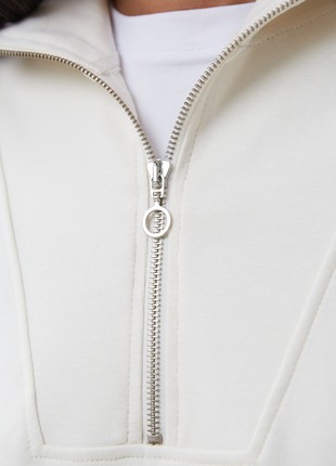 Milky loose fit sweatshirt with zipped collar4 photo