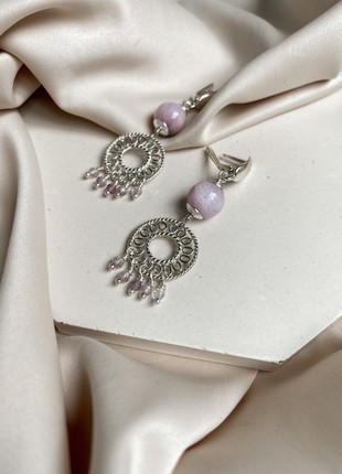 Sterling silver earrings with lilac kunzite3 photo