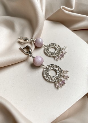 Sterling silver earrings with lilac kunzite5 photo