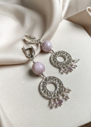 Sterling silver earrings with lilac kunzite7 photo