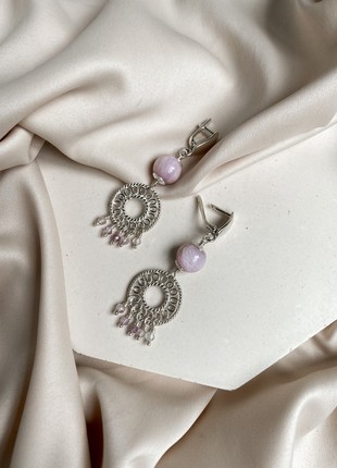 Sterling silver earrings with lilac kunzite6 photo