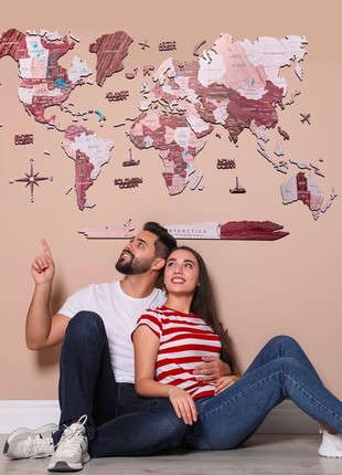 2D Wooden World Map Cappuccino2 photo