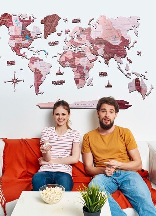 2D Wooden World Map Cappuccino6 photo