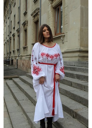 WHITE LINEN DRESS "STEFANIYA"