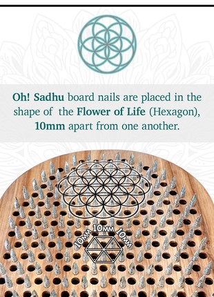 Sadhu Board Nails Oh! Sadhu from 100% Natural Oak Wood for Yoga Meditation, Oval Chakras8 photo