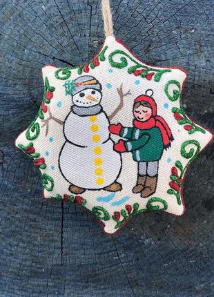 Vanilla christmas star «boy sculpts a snowman»