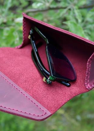 Handmade leather soft eyeglass case / Purple3 photo