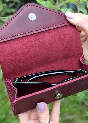 Handmade leather soft eyeglass case / Purple4 photo