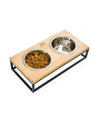 Dog Feeders Harley and Cho Lunch Bar Natural wood + Black S (36x18x7cm) 3300002