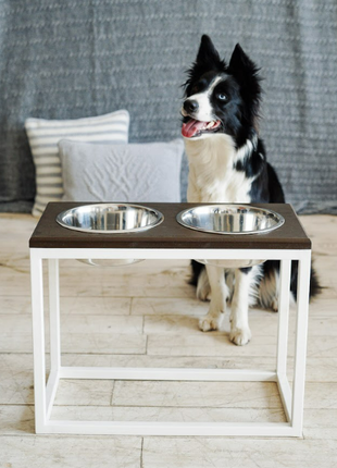 Dog Feeders Harley and Cho Dinner Brown wood + White XL20 3300055