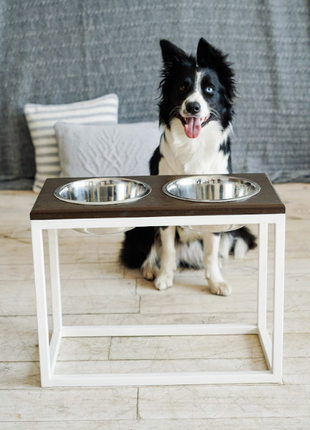 Dog Feeders Harley and Cho Dinner Brown wood + White XL40 3300057