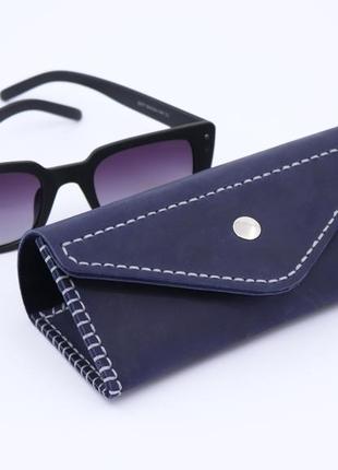 Handmade leather glasses case / Blue6 photo