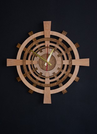 wall clock large round wooden