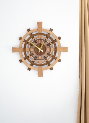 wall clock large round wooden3 photo
