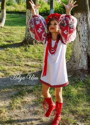 Embroidered tunic dress MartsyPani-summer black and red1 photo