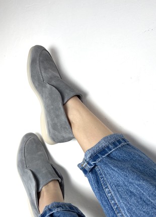 Gray high loafers made of natural suede