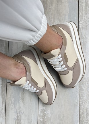 Beige leather sneakers2 photo