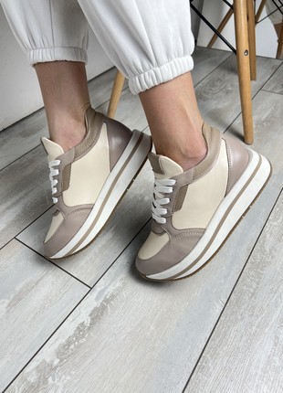 Beige leather sneakers3 photo