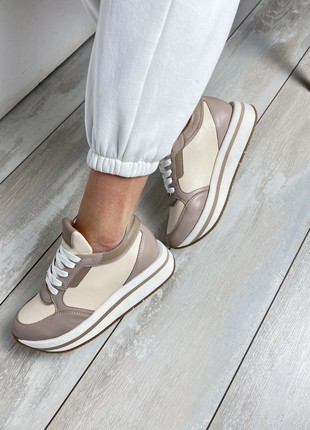 Beige leather sneakers5 photo