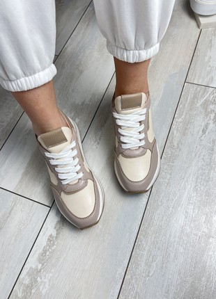 Beige leather sneakers6 photo