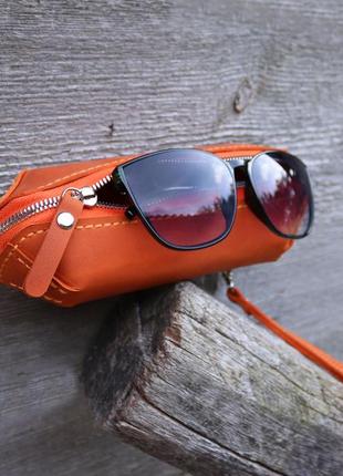 Women glasses case with wrist strap minimalist style / Orange7 photo