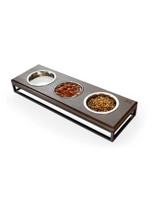 Three bowls stand Harley and Cho Lunch Bar Brown wood + Black S 3300099