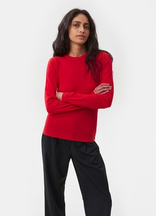 Red knitted cotton jumper