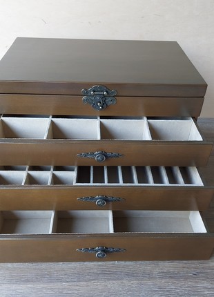 Wooden dresser for jewelry with alcantara4 photo