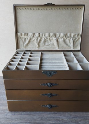 Wooden dresser for jewelry with alcantara7 photo